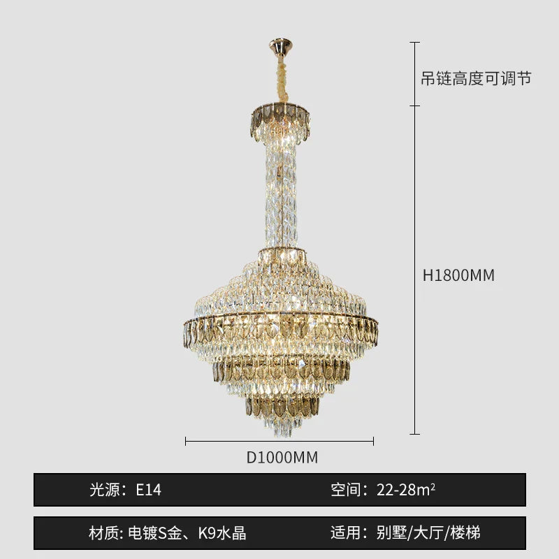 DecorBites™ Crystal Chandelier for High-End Designer Duplex Living Room