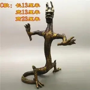 DecorBites™ Large Copper Dragon Ornament Feng Shui Craft Gift Antique Collectible