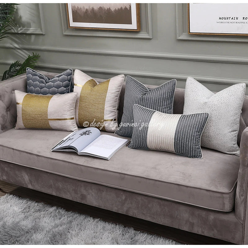 Fundas de almohada lumbar DecorBites™ de satén dorado esmerilado - Fundas de cojín de sofá de lujo