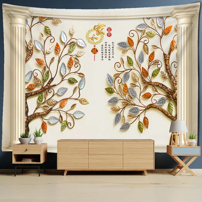 Decobites Money Tree Tapestry Wall Hanging for Boho Nature Plant Vibes