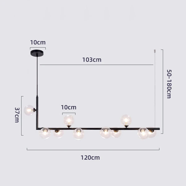 DecorBites™ Glass Black Chandelier Pendant Lamp Nordic Modern Living Room Light