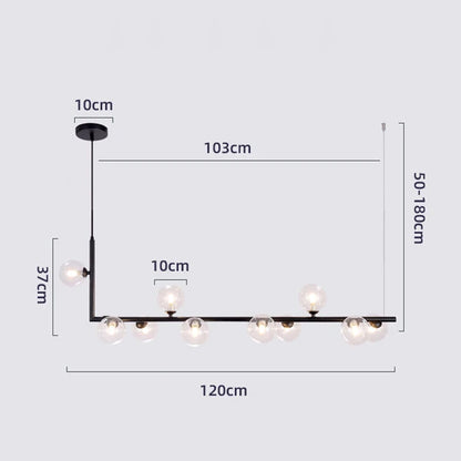 DecorBites™ Glass Black Chandelier Pendant Lamp Nordic Modern Living Room Light