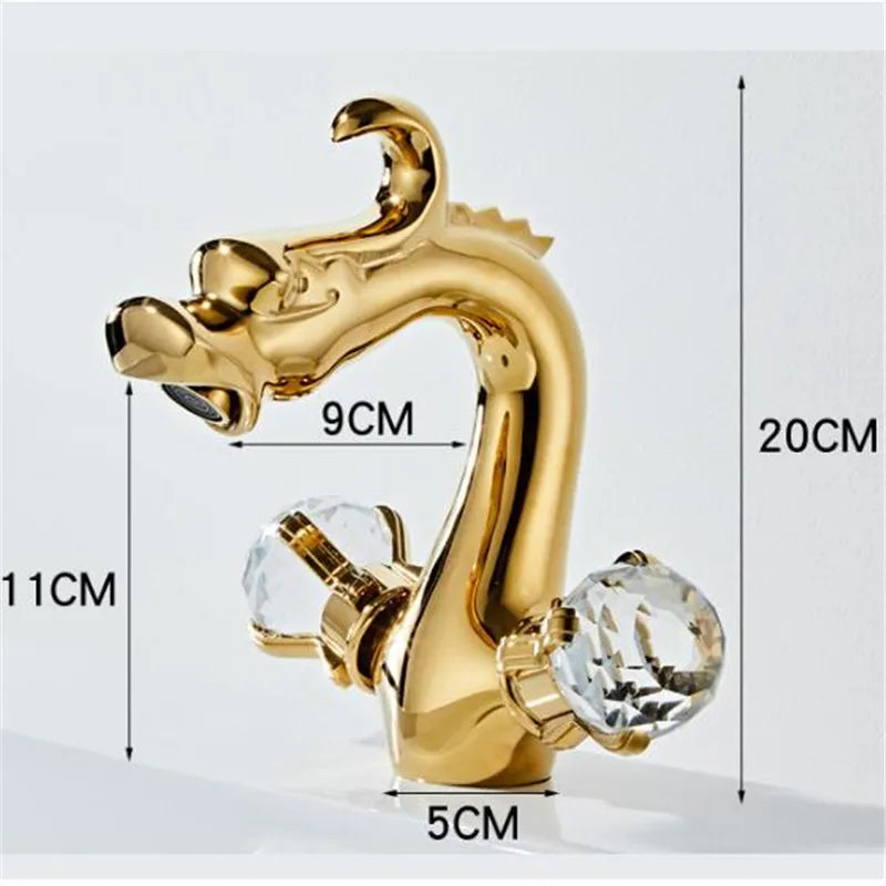 DecorBites™ Gold Crystal Double Handle Basin Faucet for Bathroom Sink Mixer Tap
