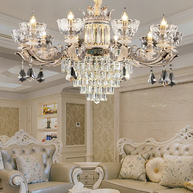 DecorBites™ Duplex European Crystal Chandelier for Staircase with Hollow Design