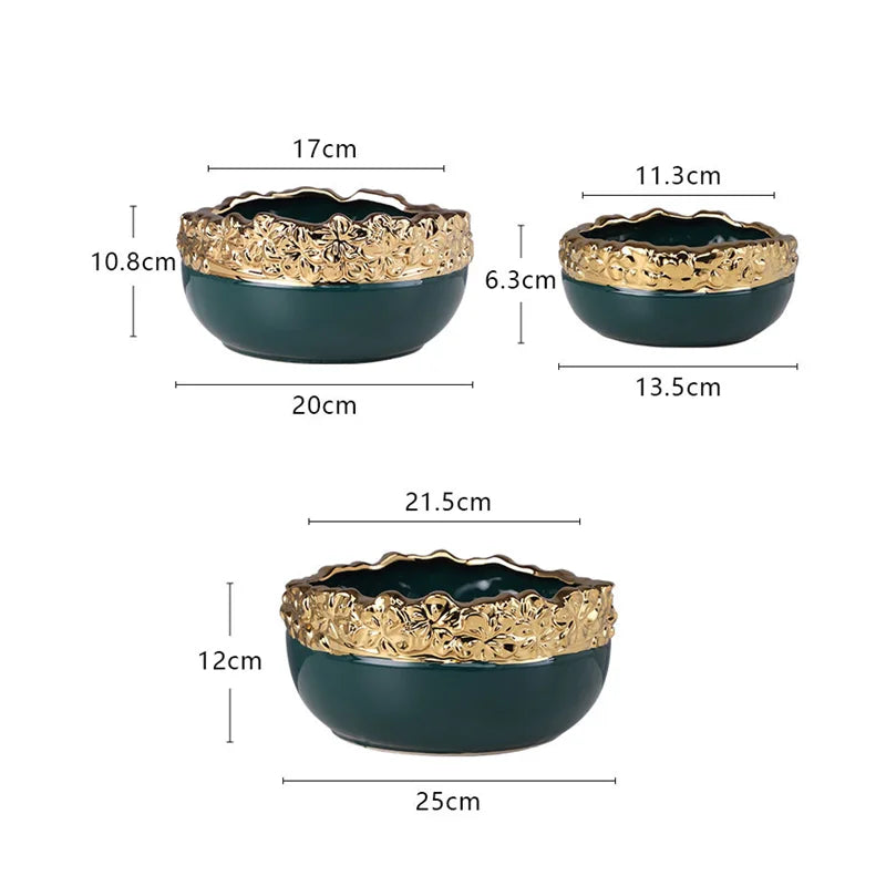 DecorBites™ Golden Edge Succulent Flower Pot Vase - Indoor Ceramic Planter Pot