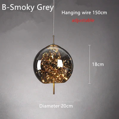 Nordic Star Glass Pendant Light With Long Cord