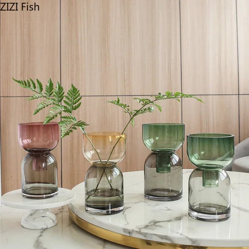 DecorBites™ Glass Vase Hydroponics Flower Pots for Desk Decoration and Floral Arrangement