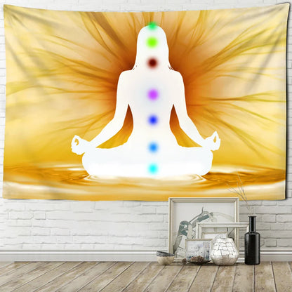 Decobites Seven Chakra Meditator Tapestry Wall Hanging for Boho Decor