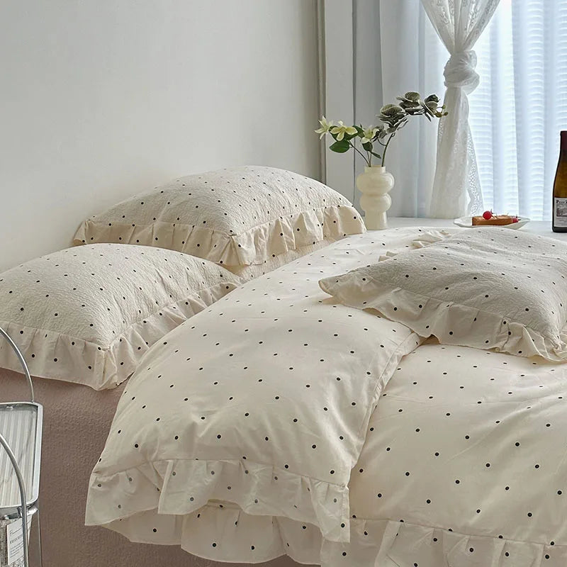 DecorBites™ Korean Floral Lace Duvet Cover: Luxury Soft Quilt for Queen King, Breathable Home Decor