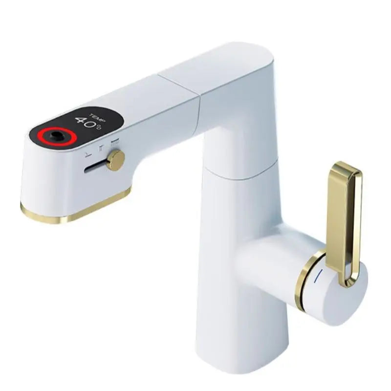 DecorBites™ LED Basin Faucet Pull Out White Gold Water Mixer Sink Tap