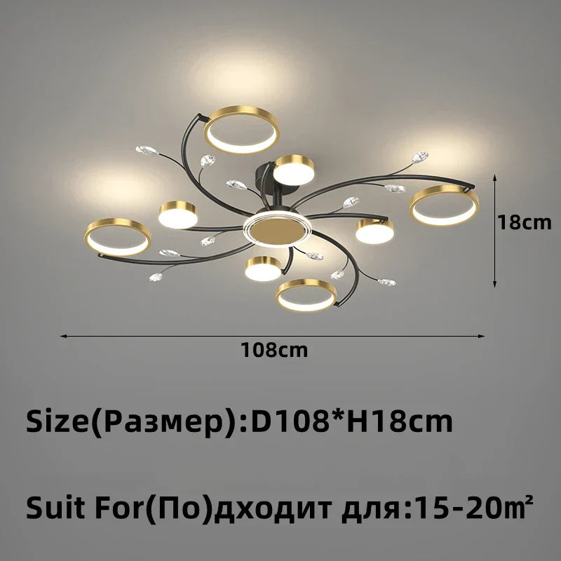 Lámpara de Araña LED de Aluminio Dorado Decorbites™ con Cristal K9, Luces de Lámpara Colgante de Lujo para la Decoración del Hogar