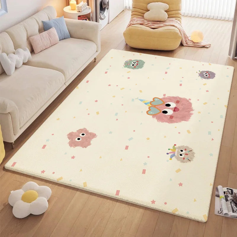 DecorBites™ Cartoon Ball Print Cozy Carpet: Anti-Slip, Stain-Resistant Bedside Rug