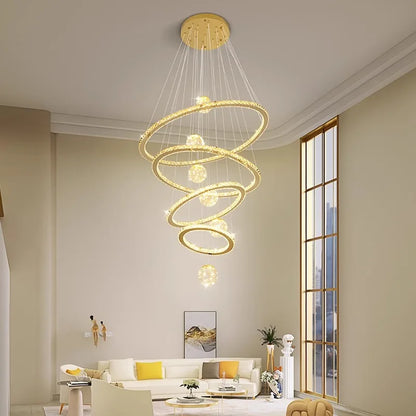 DecorBites™ Crystal Chandelier Stair Pendant Lamp Living Room Pendant Lights Interior Lighting