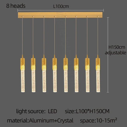 DecorBites™ Gold Crystal LED Chandelier: Modern Dining Room Lamps, Hanging Kitchen Ceiling Light