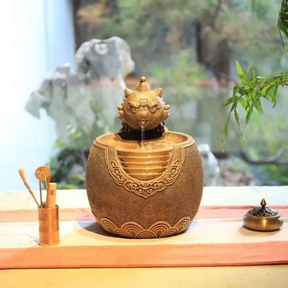 DecorBites™ Chinese Style Wealth Attracting Ornaments for Living Room, Office, Desktop Fountain