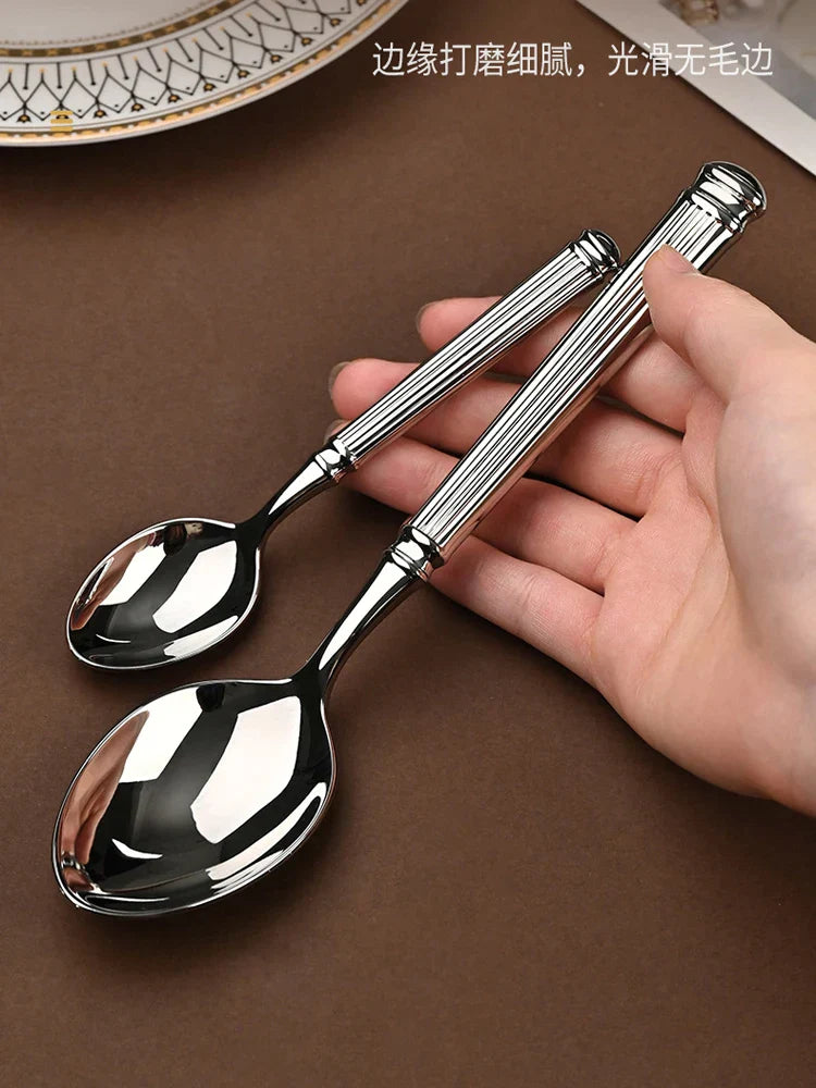 DecorBites™ Golden Stainless Steel Flatware Set, 4Pcs Fork Knife Spoon Cutlery Kit.