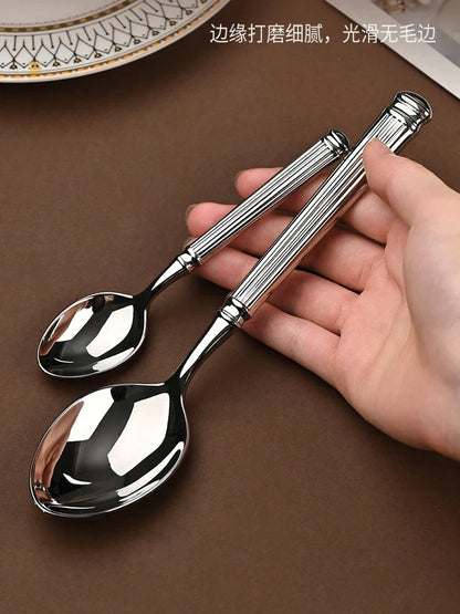 DecorBites™ Golden Stainless Steel Flatware Set, 4Pcs Fork Knife Spoon Cutlery Kit.