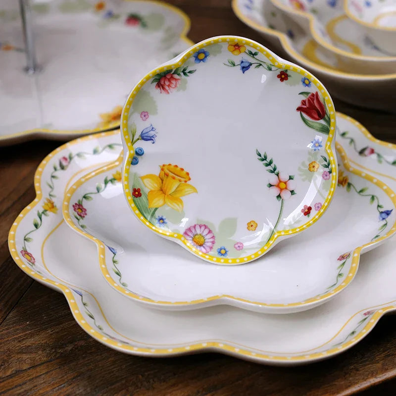 DecorBites™ Easter Tulip Dinnerware Set & Serving Pieces for Home Kitchen.