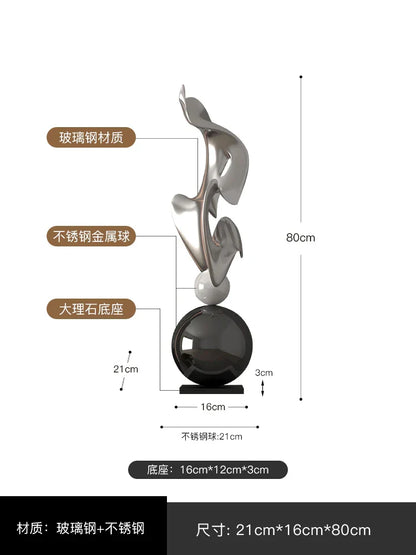 DecorBites™ Escultura artística geométrica electrochapada para una decoración moderna y lujosa del hogar