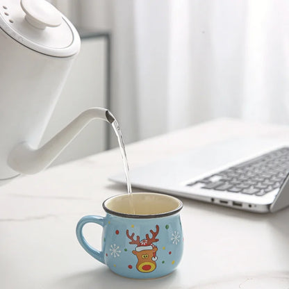 150ML Ceramic Christmas Cup Cartoon Santa Style Cute Elk Mousse Cup Breakfast Water Drinking Tools Coffee Milk Mug for Household