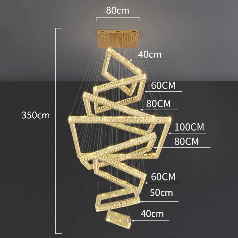 DecorBites™ Crystal Chandelier Stair Pendant Lamp Living Room Pendant Lights Interior Lighting