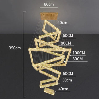 DecorBites™ Crystal Chandelier Stair Pendant Lamp Living Room Pendant Lights Interior Lighting