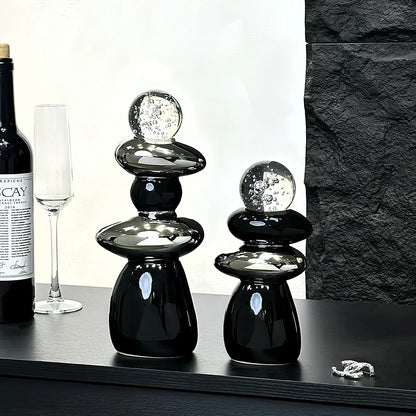 DecorBites™ Decorative Crystal Ball Statue Figurines for Home Decor - Geometric Stone Pile