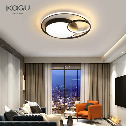 DecorBites™ Black Modern LED Ceiling Lights, Dimmable Round Ring Light Fixtures for Living Room