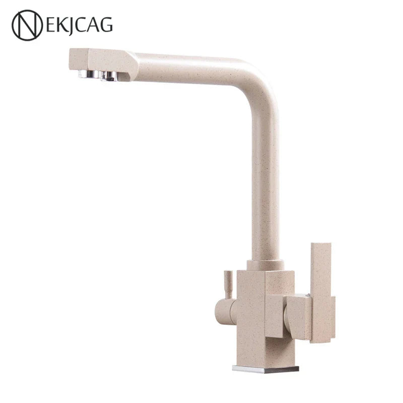 DecorBites™ Dual Outlet Gold Kitchen Faucet for Purified Water Hot & Cold Basin Sink