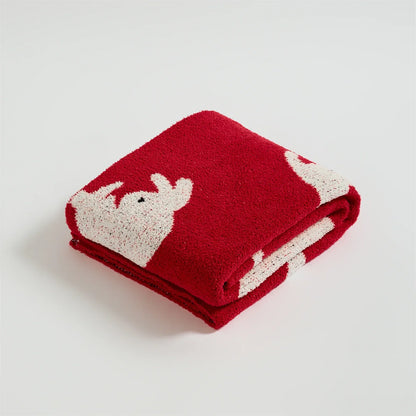 DecorBites™ Lively Rabbit Microfiber Knitted Throw Blanket - Cute & Cozy for Bed, Sofa, Couch, Car