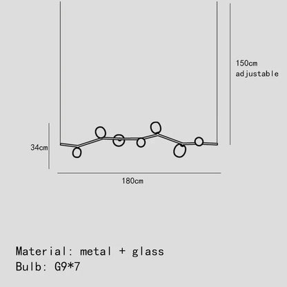 ثريات DecorBites™ Art Deco Branches باللونين الأسود والأبيض مصنوعة من زجاج G9 مع إمكانية تعديل ارتفاع المصباح