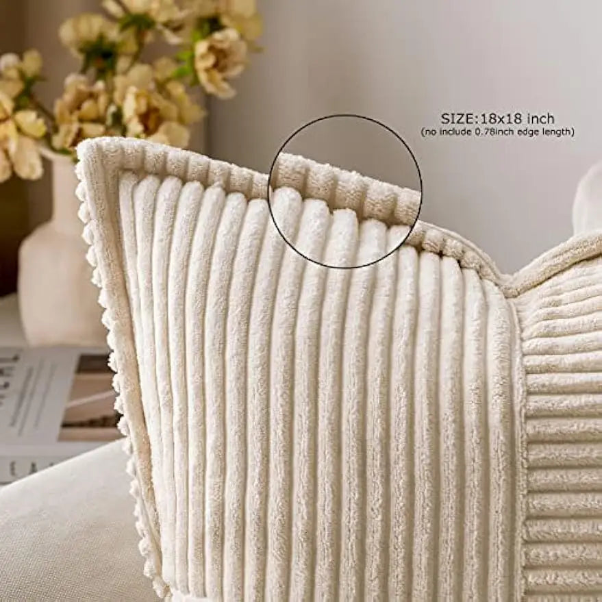 DecorBites™ Boho Striped Pillow Covers for Sofa Bed Decor, 45x45 White Polyester Pillowcases