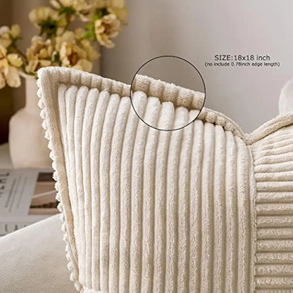 DecorBites™ Boho Striped Pillow Covers for Sofa Bed Decor, 45x45 White Polyester Pillowcases