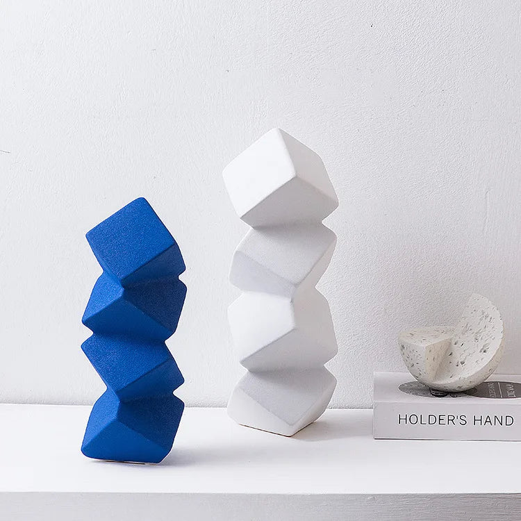 ديكور بايتس™ - منحوتات مربعة هندسية مكدسة، إكسسوار ديكور منزلي