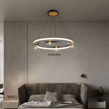 DecorBites™ Black Ring LED Pendant Chandelier for Table Dining Living Kitchen Island Lighting