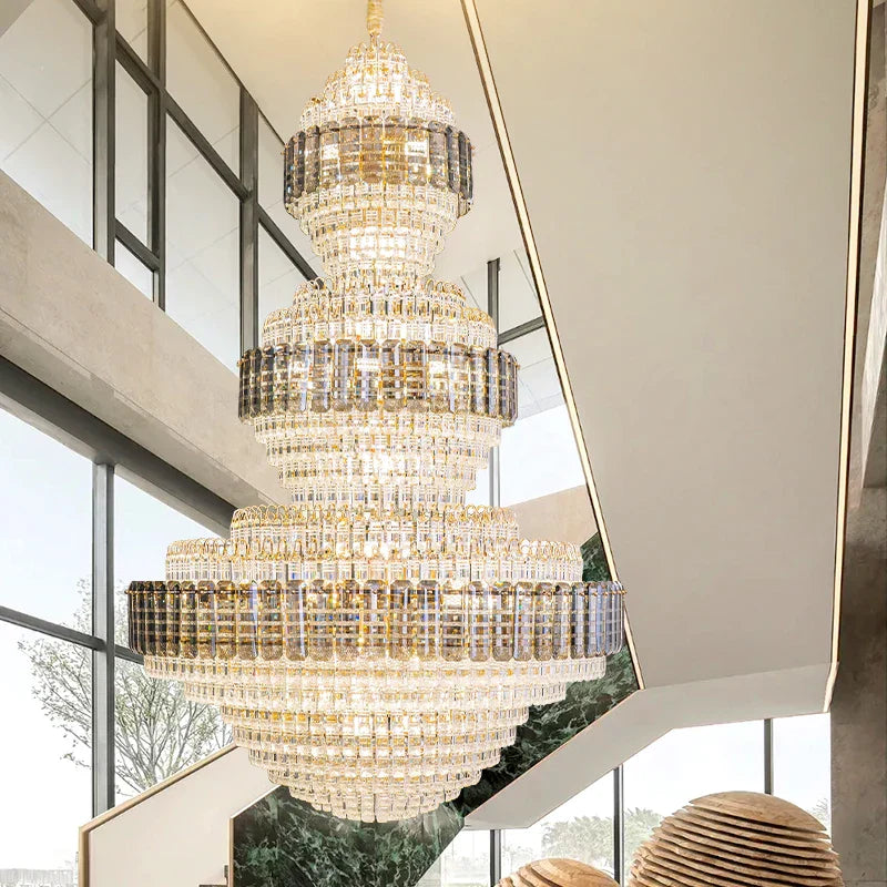 DecorBites™ Crystal Duplex Chandelier for Hotel Lobby and Living Room