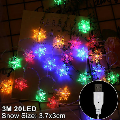 Snowflake LED Light Christmas Decorations For Home Hanging Garland Christmas Tree Decor Ornament 2024 Navidad Xmas Gift New Year