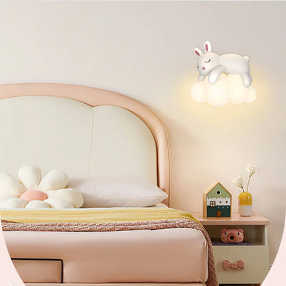 DecorBites™ Cloud Bunny Lamp: Kids' Room White Wall Light, Bedside Night Lamp