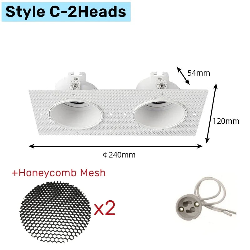 DecorBites™ Double Head Square LED Downlight Mounting Frame for GU10/MR16 Spotlights