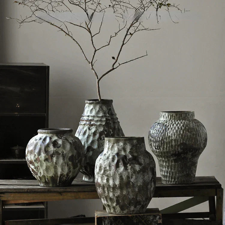 DecorBites™ Coarse Pottery Vase Chinese Retro Porcelain Floral Arrangement Home Decor