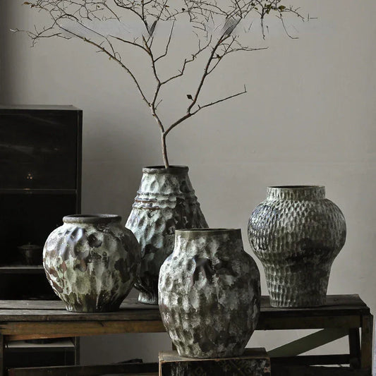 DecorBites™ Coarse Pottery Vase Chinese Retro Porcelain Floral Arrangement Home Decor