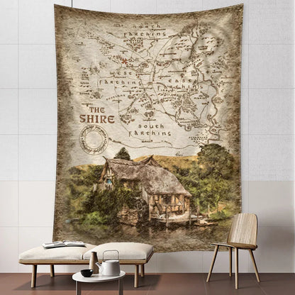 Decobites Retro Statue Map Tapestry Wall Hanging for Boho Living Room Bedroom Decor