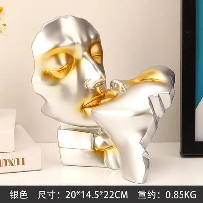 DecorBites™ Abstract Gold Head Couple Sculpture, Wedding Gifts & Home Decor