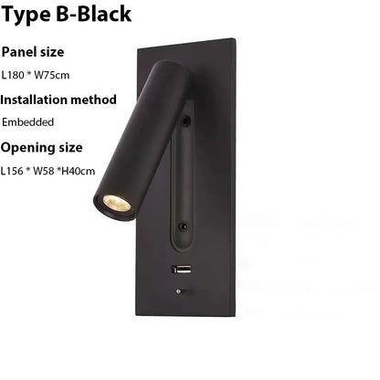 DecorBites™ LED Wall Sconce Adjustable Reading Light for Hotel Bedroom, USB Charging