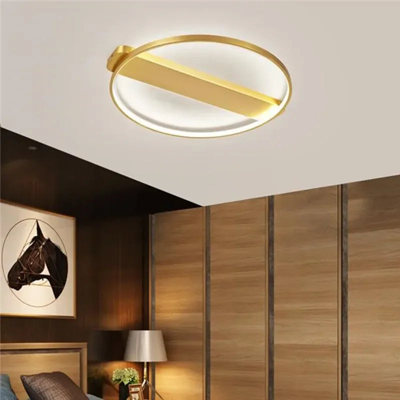 Decorbites™ Lámpara de Techo de Cobre Luxe: Lámpara Circular Minimalista para Dormitorio con Estilo Elegante