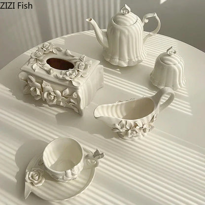 DecorBites™ Camellia Flower Ceramic Tissue Box - Modern Home Decor