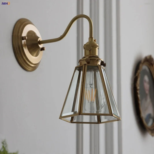 DecorBites™ Blue Flower Glass LED Wall Sconce Vintage Style Stair Lights