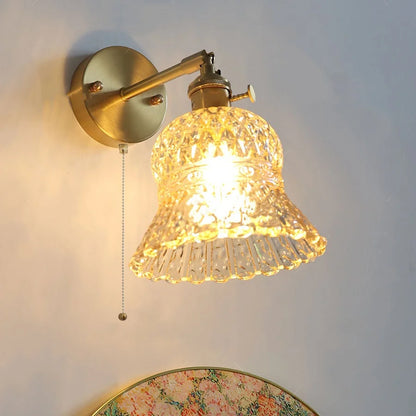 DecorBites™ Amber Flower Glass Wall Light Fixture with Pull Chain Switch