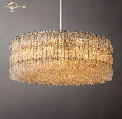 DecorBites™ Chiara Clear Glass Modern Black Chandelier for Living Room Dining Kitchen