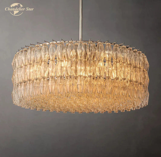 DecorBites™ Chiara Clear Glass Modern Black Chandelier for Living Room Dining Kitchen